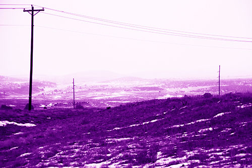 Winter Snowstorm Approaching Powerlines (Purple Shade Photo)