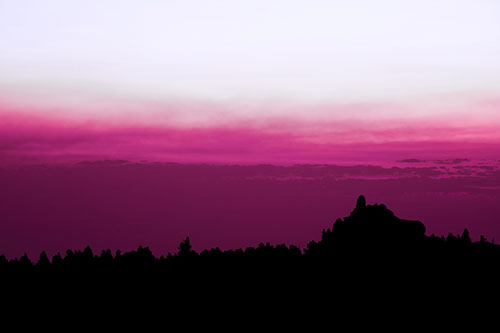 Blood Cloud Sunrise Behind Mountain Range Silhouette (Purple Tint Photo)