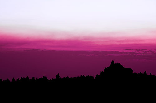 Blood Cloud Sunrise Behind Mountain Range Silhouette (Purple Tint)