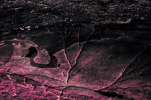 Bubble Cracking River Ice (Purple Tint Photo)