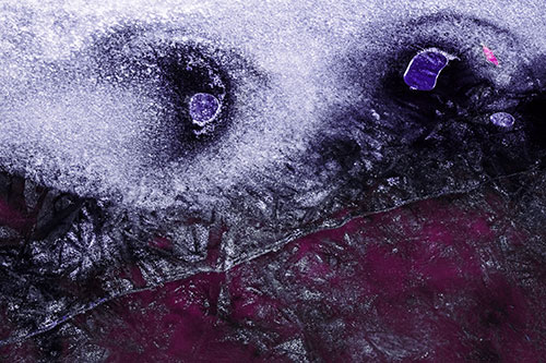 Bubble Eyed Smirk Cracking River Ice Face (Purple Tint Photo)