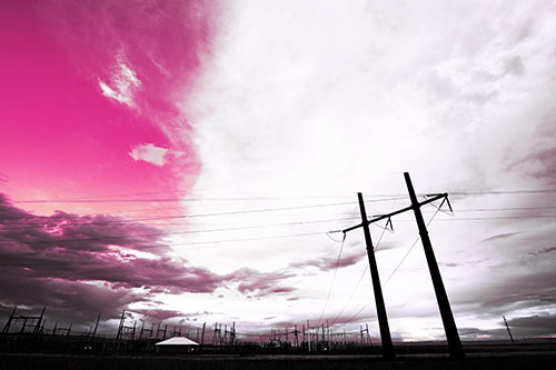 Cloud Clash Sunset Beyond Electrical Substation (Purple Tint Photo)