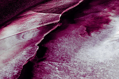 Cracking Blood Frozen Ice River (Purple Tint Photo)