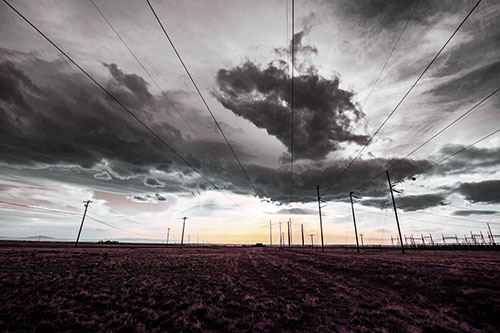 Creature Cloud Formation Above Powerlines (Purple Tint)