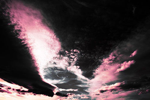 Curving Black Charred Sunset Clouds (Purple Tint Photo)