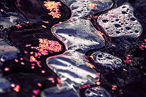 Distorted Plastic Bubble Face Floating Atop Water (Purple Tint)