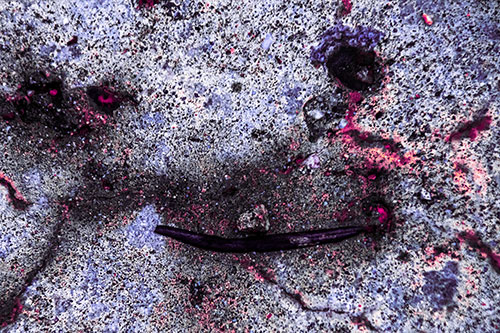 Evil Eyed Concrete Face Evaporating (Purple Tint Photo)