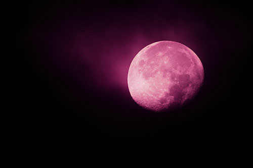Fireball Moon Setting After Sunrise (Purple Tint Photo)