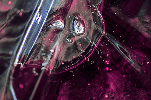 Frozen Unhappy Frowning Distorted River Ice Face (Purple Tint)
