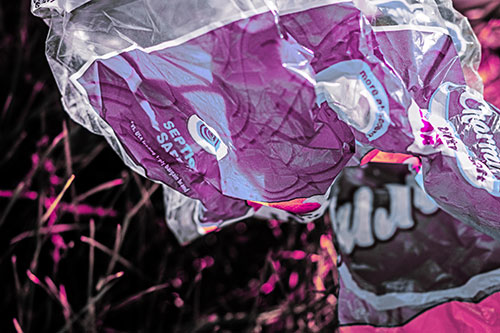 Growling Plastic Charmin Bag Among Grass (Purple Tint)