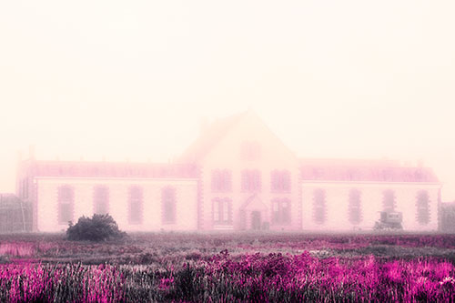 Heavy Fog Consumes State Penitentiary (Purple Tint Photo)