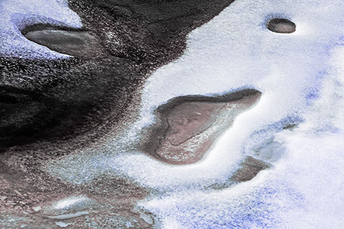 Joyful Ice Face Frozen Atop River (Purple Tint)