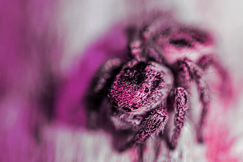 Jumping Spider Makes Eye Contact (Purple Tint Photo)