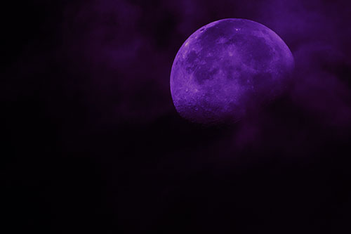 Moon Descending Among Faint Clouds (Purple Tint Photo)