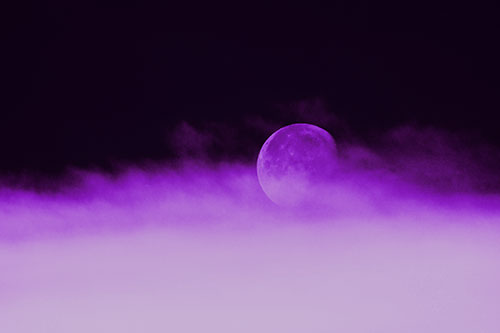 Moon Rolling Along Clouds (Purple Tint Photo)