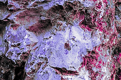 Shut Eyed Rock Face Decomposing (Purple Tint Photo)