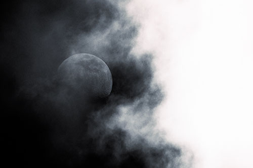 Smearing Mist Clouds Consume Moon (Purple Tint Photo)