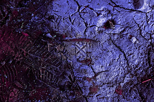 Soggy Cracked Mud Face Smirking (Purple Tint Photo)