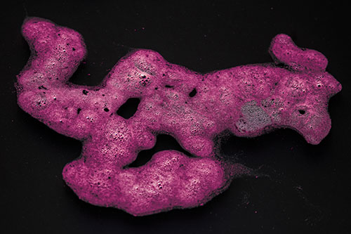 Sorrow Morphing Bubble Face Floating Above Soil (Purple Tint)