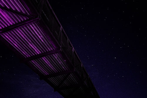 Stars Shining Above Walkway Bridge (Purple Tint Photo)