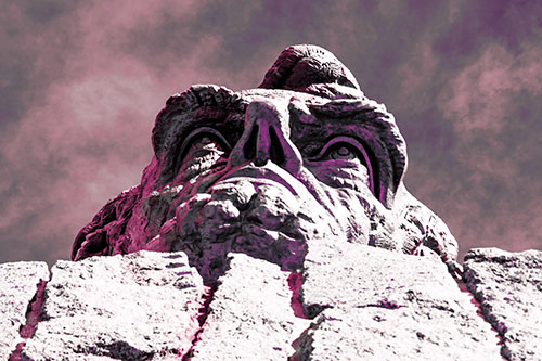 Vertical Upwards View Of Presidents Statue Head (Purple Tint Photo)