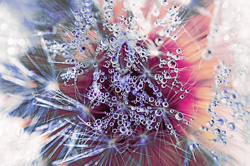 Water Dew Bubbles Among Dandelion Fluff (Purple Tint)