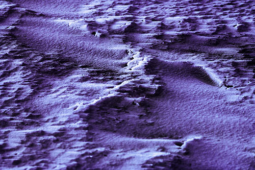 Wind Blowing Across Jagged Frozen Snow Drift (Purple Tint Photo)
