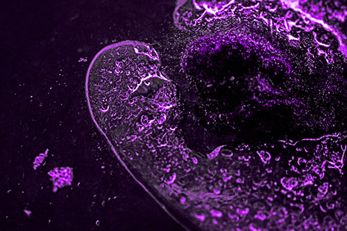 Angry Eyebrow Raised Ice Bubble Creature Bending Beside Mossy Rock (Purple Tone)