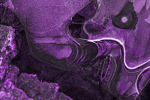 Angry Fuming Frozen River Ice Face (Purple Tone Photo)