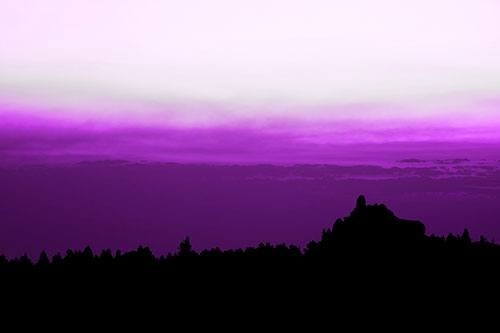 Blood Cloud Sunrise Behind Mountain Range Silhouette (Purple Tone Photo)