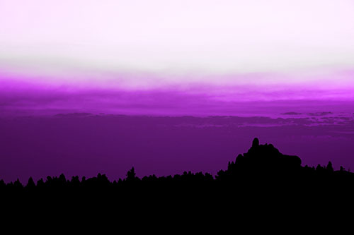 Blood Cloud Sunrise Behind Mountain Range Silhouette (Purple Tone)