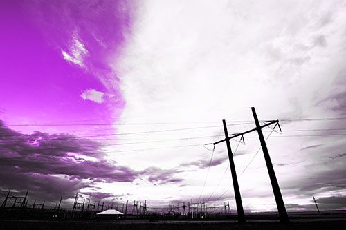Cloud Clash Sunset Beyond Electrical Substation (Purple Tone Photo)