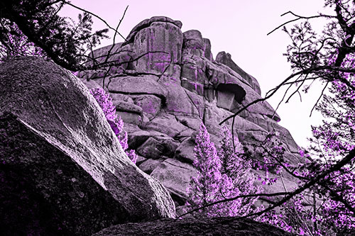Colossal Rock Mountain Formation Oozing Fungi (Purple Tone Photo)