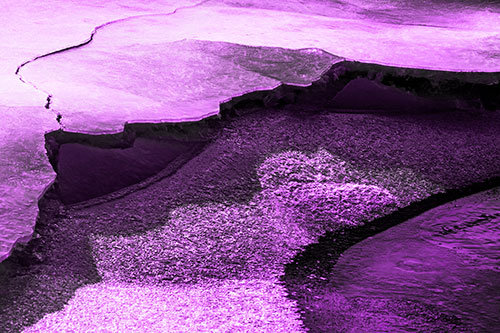 Cracked Ice Frozen Shoreline Melting (Purple Tone Photo)