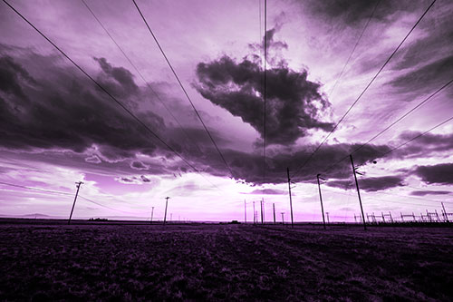Creature Cloud Formation Above Powerlines (Purple Tone Photo)