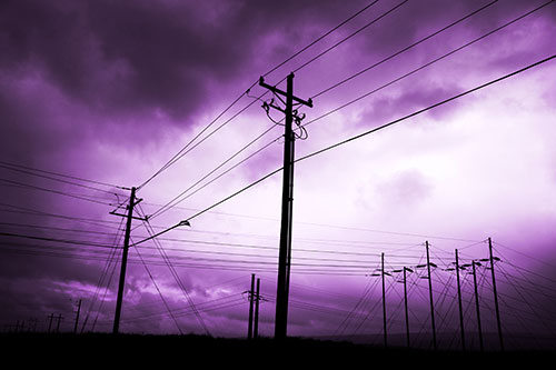 Crossing Powerlines Beneath Rainstorm (Purple Tone Photo)