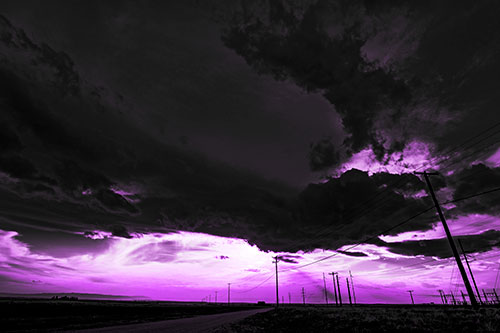 Dark Cloud Powerline Sunset (Purple Tone Photo)