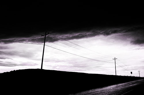 Dark Storm Clouds Overcast Powerlines (Purple Tone Photo)