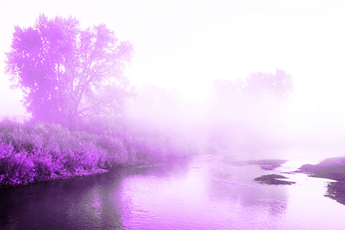 Dense Fog Blankets Distant River Bend (Purple Tone Photo)