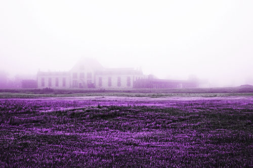 Dense Fog Consumes Distant Historic State Penitentiary (Purple Tone Photo)