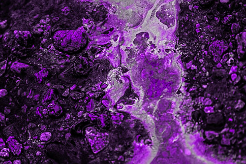 Distorted Oil Face Smearing Among Rocky Shore (Purple Tone)