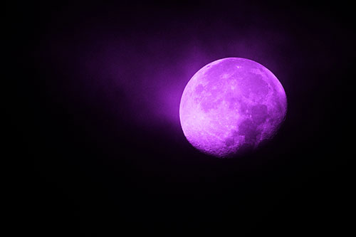 Fireball Moon Setting After Sunrise (Purple Tone Photo)