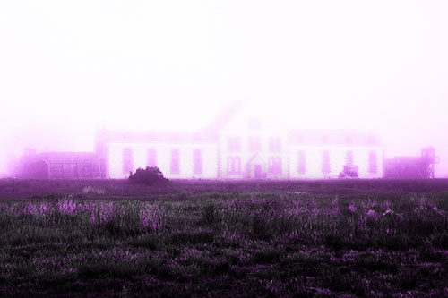 Fog Engulfs Historic State Penitentiary (Purple Tone Photo)