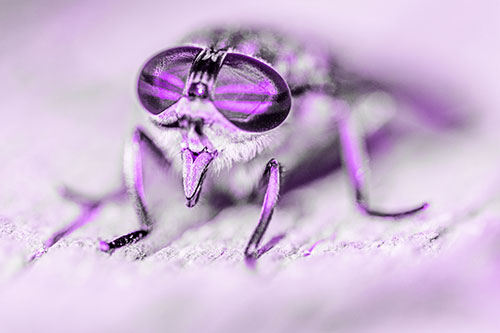 Happy Horse Fly Sticking Out Tongue Among Sunlight (Purple Tone)