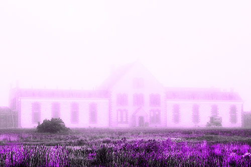 Heavy Fog Consumes State Penitentiary (Purple Tone Photo)