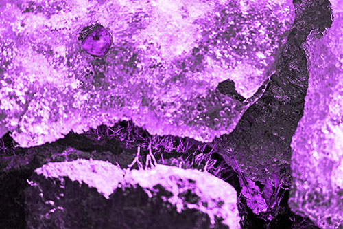 Ice Melting Crevice Mouthed Rock Face (Purple Tone Photo)