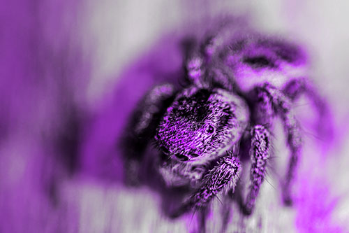 Jumping Spider Makes Eye Contact (Purple Tone Photo)