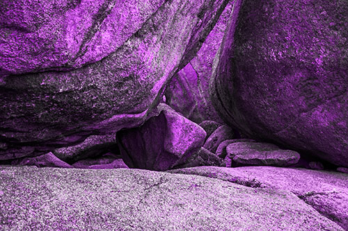 Large Crowded Boulders Leaning Against One Another (Purple Tone Photo)