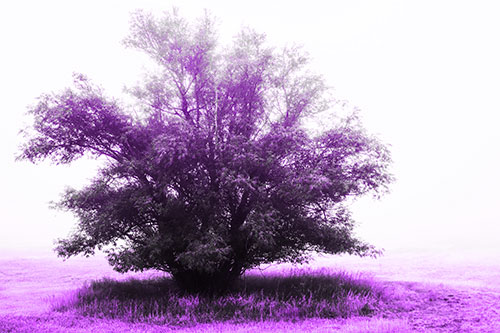 Lone Tree Standing Among Fog (Purple Tone Photo)