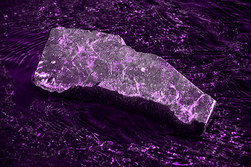 Massive Rock Atop Riverbed (Purple Tone Photo)